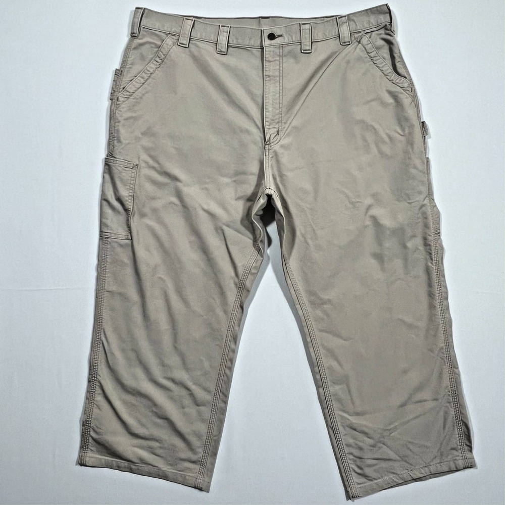 Carhartt Utility Work Pants Loose Fit Carpenter Canvas Tan Mens 45x28 Tag 46x30